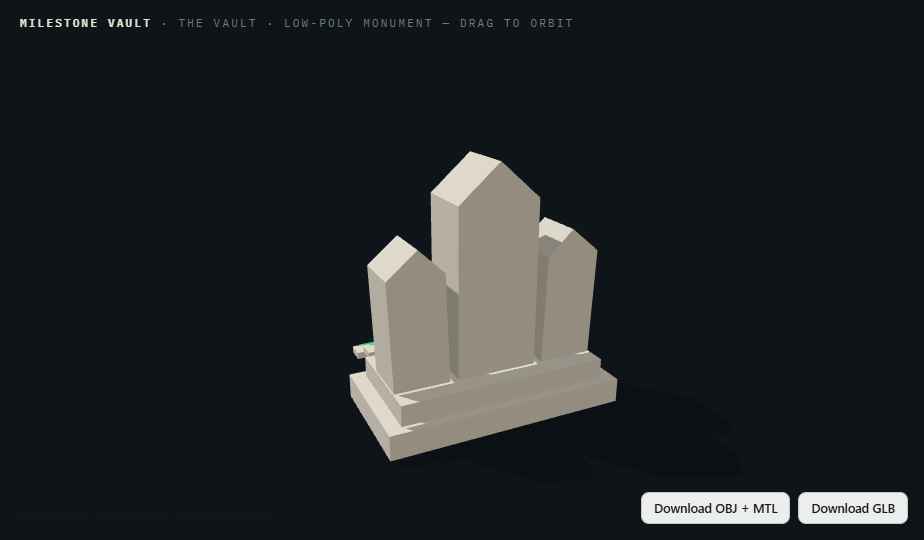 The Vault — low-poly monument